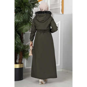 เสื้อคลุมฮิญาบผ้าทอสีกากียี่ห้อเอฟลินพร้อมฮู้ด - Product Image 6