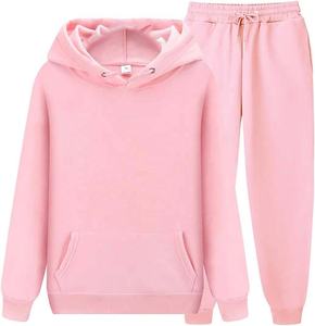 Chándal de algodón personalizado para mujer, Conjunto de sudadera con capucha y Jersey de 2 piezas con logotipo personalizado para mujer, chándal para correr para mujer - Product Image 6