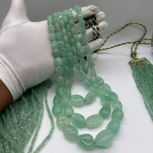 ลูกปัดรูปไข่เรียบสีมรกตของรัสเซียขนาด6x8มม. ถึง18X21มม. สำหรับทำเครื่องประดับ - Product Image 2