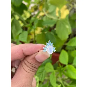 925 Silver <b>Adjustable</b> <b>Ring</b> with Blue Topaz and Moonstone Rose Gold and Rhodium Plated Fashionable Trendy Inlay for Engagement - Product Image 2