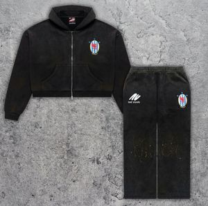 Survêtements en coton épais pour hommes Pantalon de style streetwear à imprimé graphique surdimensionné vintage grande taille - Product Image 6