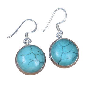 Pendientes de mujer de piedras preciosas turquesas naturales, Plata de Ley 925 sólida, hechos a mano pendientes de plata, joyería de sello sólido 925 - Product Image 1