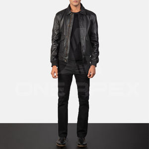 Veste en cuir de mouton véritable à manches longues pour hommes de haute qualité du Pakistan Veste en cuir respirante à col rabattu d'hiver - Product Image 3