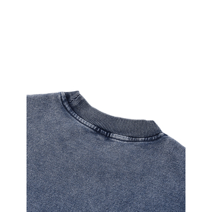Sweat-shirt à col rond surdimensionné effet délavé - Étiquette personnalisée, motif uni imprimé, design doublé, taille XL - Product Image 6