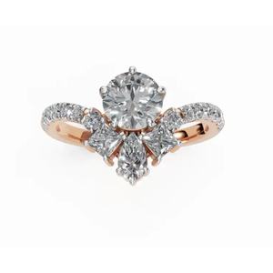 Anillo de Diamantes Malvinas Regal Crown en Oro Amarillo, Rosa o Blanco de 9k, 14k o 18k, Elegante Joyería Fina Inspirada en una Tiara, Regalo para Ella - Product Image 1
