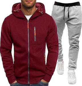 ชุดวิ่งออกกำลังกายแบบ2ชิ้นของผู้ชายชุดวอร์มมีฮู้ดไซส์ใหญ่พิเศษชุดฝึกเข้ายิมกางเกงกีฬาใส่เล่นสันทนาการสำหรับฤดูหนาววิ่ง - Product Image 3