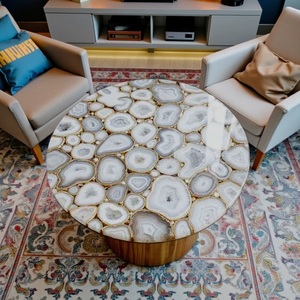 Table basse ronde en agate de conception moderne faite à la main, style mi-siècle, décoration pour le salon, meubles de maison - Product Image 3