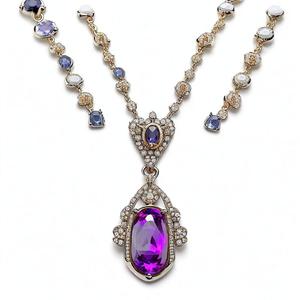 Collar de cristal de piedras preciosas naturales de Plata de Ley 925, gargantilla de cadena de eslabones de moda, clavícula para hombres y mujeres para fiestas - Product Image 1