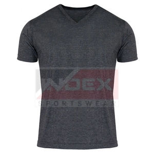 INDEX Men's Gray <b>V</b>-Neck Short Sleeve T-Shirt Regular <b>Fit</b> Cotton Jersey Casual Breathable Front Logo Print - Product Image 5