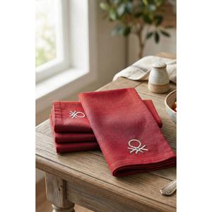 Be-28462-Rd 100% Coton 40*40 Cm Serviette Unie Pack de 4, Rouge - ROUGE - Product Image 1