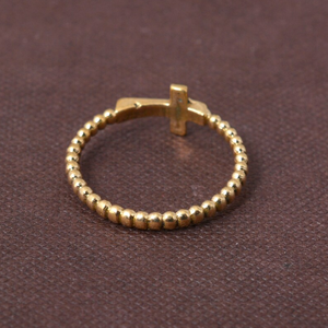 Anillo Cruzado Minimalista de Latón para Mujer, Chapado en Oro de 18k, con Cuentas, Joyería Religiosa, Venta al por Mayor - Product Image 5