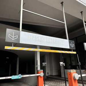 Rectangular Hanging Directional <b>Sign</b> Blue Painted Aluminum LED Static Text Display for Mall Parking ATM Centre Wayfinding - Product Image 4