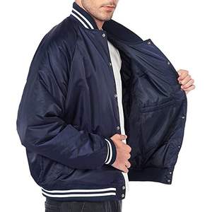 Chaqueta Universitaria de Satén Personalizada Más Vendida |   Chaqueta Bomber Unisex de Béisbol, Transpirable, de Primavera, con Cierre de Cremallera, en Spandex/Poliéster - Product Image 2