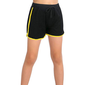 Pantalones cortos de sudor para correr y gimnasio de cintura alta para mujer, poliéster de algodón de verano personalizado con características transpirables y bolsillos - Product Image 2