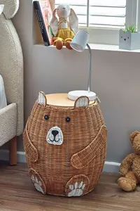 Panier de rangement pour enfants Bertie Bear en rotin brun, table de chevet, paniers tissés - Product Image 5