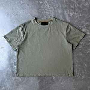 Camiseta recortada de 100% algodón de alta calidad con logotipo personalizado, camisetas de lavado sucio Unisex de gran tamaño con estampado Vintage para hombre - Product Image 2