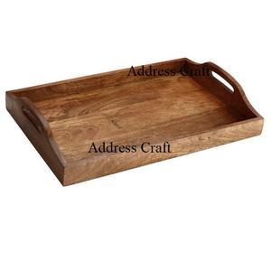 Prix de gros d'usine Grand plateau de service en bois d'acacia Style vintage Plateau de service en bois pour le petit déjeuner Assiettes de fête Plateau à bonbons - Product Image 1