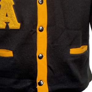 Suéter Cárdigan de Punto Informal de Invierno de Alta Calidad, Color Negro y Amarillo, Unisex, Cuello en V, Mangas Largas, Botones de Chenilla - Product Image 5