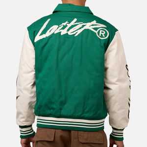 Veste universitaire décontractée de haute qualité pour hommes avec logo personnalisé de grande taille conçue avec un col montant Veste en cuir véritable pur blanc - Product Image 2