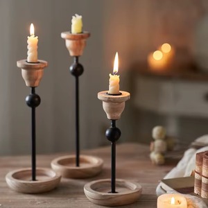 เชิงเทียนไม้สไตล์โมเดิร์นหรูหราสำหรับตกแต่งบ้านชิ้นกลางโต๊ะจัดแสดงและใช้ตกแต่งร้านอาหาร - Product Image 1