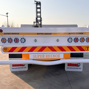 รถพ่วงพื้นเรียบยี่ห้อ Rhinox จากโรงงานโดยตรง ขนาด 20 ฟุต 30 ฟุต 40 ฟุต แบบ High Bed Flatbed สามเพลา โครงเหล็ก รับน้ำหนัก 25-30 ตัน - Product Image 4
