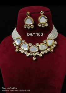 Handmade Women's Kundan Necklace Set with Back Meena Work Ethereal Party Wear <b>Jewellery</b> Gold Plating Made from <b>Brass</b> Material - Product Image 2