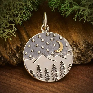 <span class=keywords><strong>Montagne</strong></span> e collana di <span class=keywords><strong>luna</strong></span> in bronzo gioielli di vendita calda delicato 316 L ciondolo in acciaio inossidabile con alberi di pino - Product Image 2