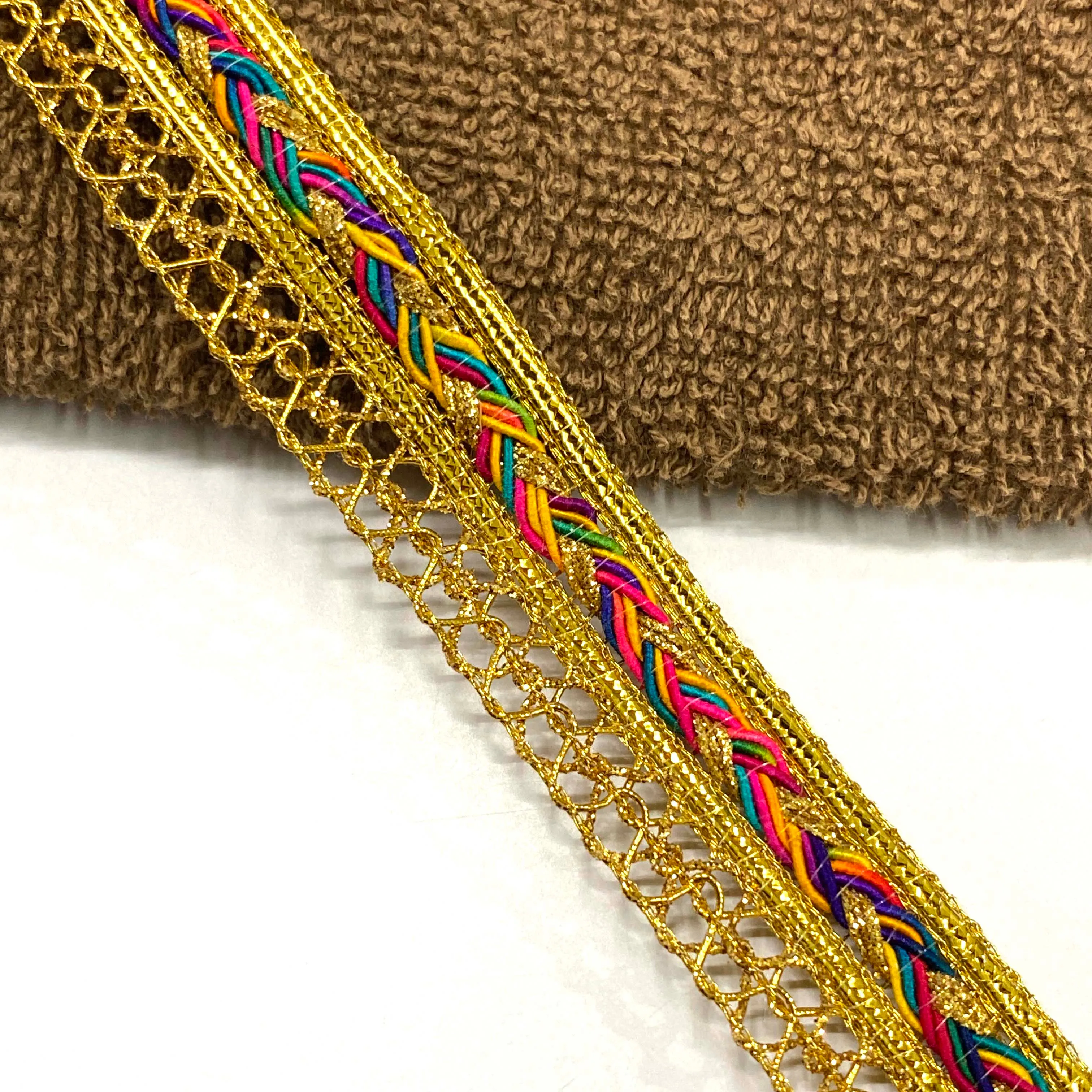 Benutzer definierte Gold Lace Trim Metallic Goldfaden Pailletten Braid Trim Ribbon Verzierung Craft ing Sewing Lace Stoff