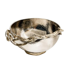 Bol en métal argenté de la plus grande qualité Bol décoratif de table rond au design merveilleux avec accent floral au prix de gros - Product Image 5