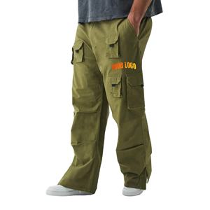 Nouveau pantalon de survêtement pour hommes 100% coton à la mode Logo imprimé personnalisé couleur unie 8 poches pantalon de survêtement baggy pour hommes - Product Image 1