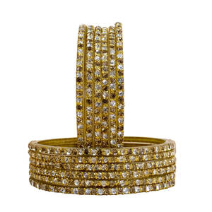 El más vendido Churiya de cristal texturizado en blanco liso establece brazaletes de cristal de estilo étnico de boda con todos los tamaños disponibles - Product Image 2