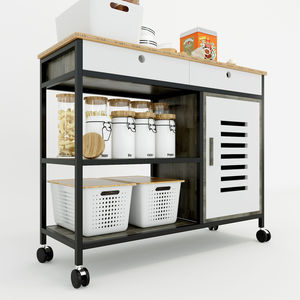 รถเข็นครัวอเนกประสงค์ดีไซน์ทันสมัย THONET รุ่น KB68013 โครงเหล็กพร้อมท็อปไม้ไผ่ - Product Image 3