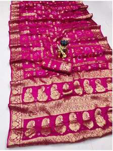 Sari de Seda Artística Bandhej de Primera Calidad para Fiestas, Colección Festiva, Ropa Étnica para Mujer, Sari de Seda Artística Bandhej a Bajo Precio por Exportador - Product Image 6