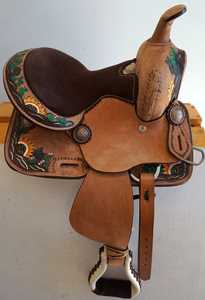 ROYAL INTERNATIONAL Selle de course western en cuir pleine fleur de qualité assurée pour l'équitation, avec arceau en fibre de verre - Product Image 6