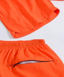 High-Performance Unisex Double <b>Layer</b> Breathable Quick Dry Elastic Waist <b>Mid</b> Waist 100% Polyester Sporty Pattern Sports Shorts - Product Image 3