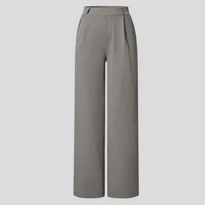 Pantalon droit unisexe en lin, personnalisable, léger, décontracté, couleur unie, respirant, taille mi-haute, fermeture éclair - Product Image 1