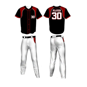 Custom Sublimated <b>Baseball</b> Jersey Uniform <b>Set</b> Men's Red Black Moisture Wicking Short Sleeve All Seasons Adult Team Apparel - Product Image 5