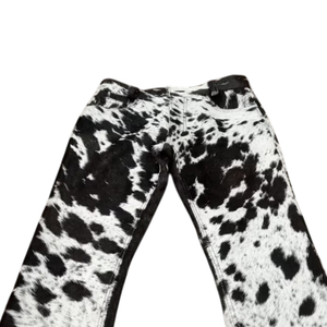 Xác thực phong cách phương Tây da bò da quần với bò in eo thấp thẳng mô hình phương pháp dệt không dệt - Product Image 2