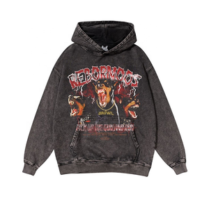 Vente en gros de sweats à capuche oversize vierges, effet délavé, avec logo personnalisé, impression par sublimation 3D, motifs anime et dessins animés, pour hommes, tricotés - Product Image 6