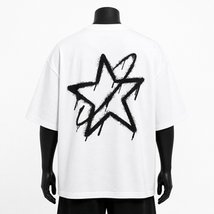 Custom Oversized White <b>Flame</b> Print T <b>Shirt</b> Men Heavyweight Cotton Streetwear Graphic Loose Fit Drop Shoulder Casual Fashion Tee - Product Image 2