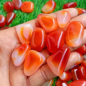 Cristales caídos de ónix con bandas, piedras caídas, Ágata con bandas, cristales curativos de ágata con bandas naranjas pulidas - Product Image 6