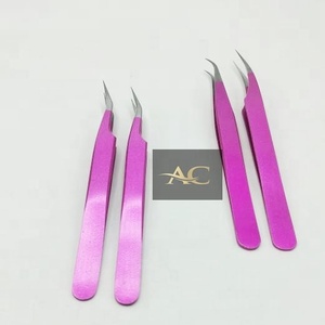 Vente en gros de pinces à épiler roses transparentes, extension de cils avec logo personnalisé, embouts professionnels en acier inoxydable massif, embouts pointus en PVC - Product Image 2
