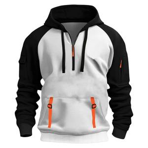 Sweat à capuche unisexe uni brodé sur le devant, 100% coton jersey, col en V, poches, respirant, coupe classique, 250g, hiver - Product Image 3