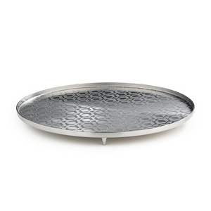 Designer Stainless Steel Round Platter with Legs Engraved Serving Tray for Food Desserts Fruits Coffee Tea - Product Image 2
