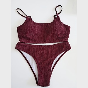 High Waist Ice Silk Traceless <b>Invisible</b> Bikini Women Seamless Panty Wholesale Swimwear Sequined Feathers Custom Logo - Product Image 1