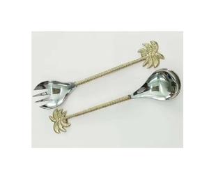 Juego de servidor de ensalada de acero inoxidable forjado a mano Cubiertos elegantes con asas pulidas de espejo plateado Cubiertos Premium para uso en comedor - Product Image 3