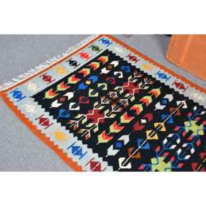 Tapis turc d'inspiration orientale, noir vintage, 3,2 x 6,4 pieds - Product Image 5