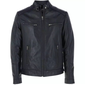 Best Selling Men's Winter Jacket High Quality Customized Colors Leather Casual Style <b>Stand</b> Collar Zipper Closure Windproof - Product Image 1