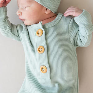 Robe nouée en bambou côtelé pour bébé nouveau-né, robe nouée personnalisée, pyjama pour bébé, sac de couchage pour bébé, vêtements pour bébé écologiques - Product Image 4