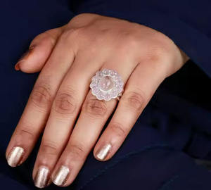 Anillo de compromiso de boda de Plata de Ley 925 a granel al por mayor, piedra de cuarzo rosa romántica, joyería fina para mujer para fiesta de bodas - Product Image 6